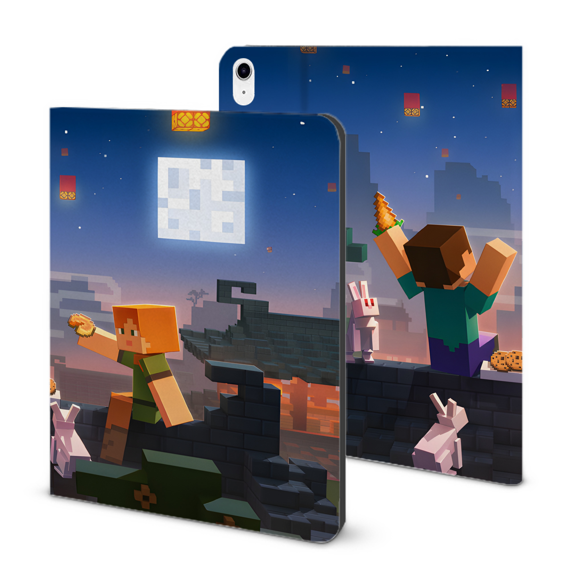 （画像用） マインクラフト ブロックの世界 Minecraft MC Block world IPad ケース ブック型 PUレザー TPU 耐衝撃 軽量 薄型 ペン収納なし 全面保護 IPad 各モデル対応
